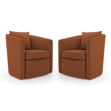 Imagem de Kit 02 Poltronas Decorativas Sala de Estar Aimê Bouclê Terracota - Abm