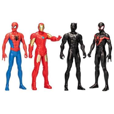 Imagem de Kit com 4 Bonecos - Homem Aranha - Miles Morales - Homem de Ferro e Pa