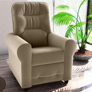 Imagem de Poltrona Reclinável Para Descanso Thalia Veludo Diferencial De Conforto Cappuccino CasaH