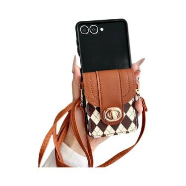 Imagem de Capa De Couro Para Samsung Galaxy Z Flip 7 6 5 4 3 Com Bolsa Transvers