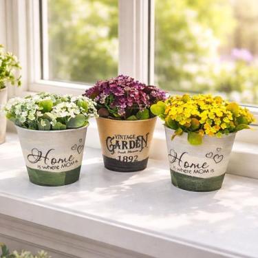 Imagem de Arranjos Artificial Decoração Centro De Mesa 15cm Kit 3pçs - Genérico,