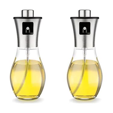 Imagem de Spray de Cozinha Borrifador de Óleo de 200ml em Vidro Aço Inoxidável Kit 2 Prata