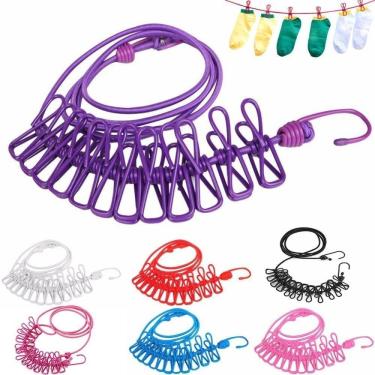 Imagem de Varal de Corda Elástica Colorido para Secar Roupas em Viagem e Acampamento Portátil OEM