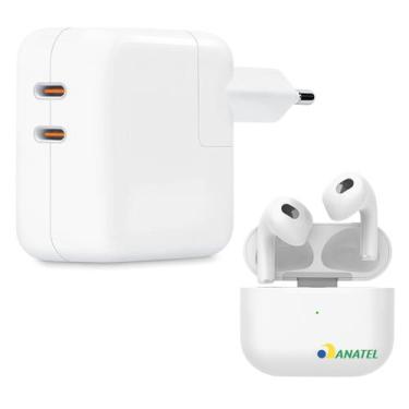 Imagem de Kit Carregador Turbo 35W + Fone Bluetooth Sem Fio + Cabo Tipo-C para S