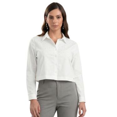 Imagem de Camisa Feminina Algodão com Elastano Gris G60278, Branco, G