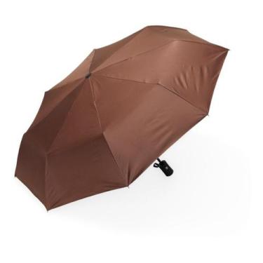 Imagem de Guarda Chuva Automático Contra Vento Reforçado Cabe na Bolsa - Marrom 