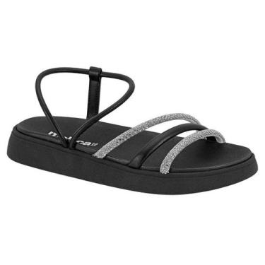 Imagem de Sandália Moleca Flatform Tiras Brilhantes 5469 120 35/39, Preto, 38