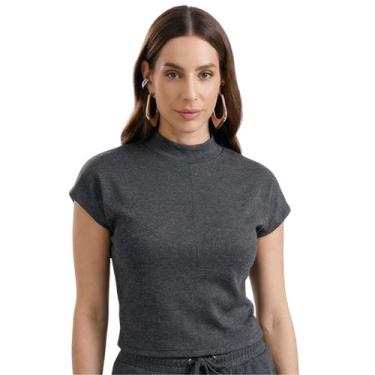 Imagem de Blusa Feminina Manga Curta Gris G30765, Grafite, P
