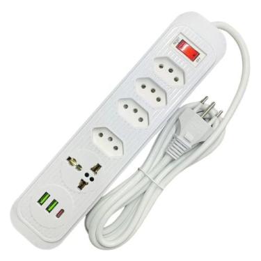 Imagem de Filtro de Linha Extensão Com 4 Tomadas de energia, 1 Tomada universal,