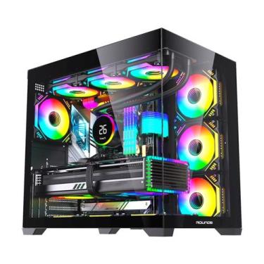 Imagem de Gabinete gamer round5 genos, mid-tower, vidro temp, s/ fan, black - r5