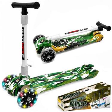 Imagem de Super Patinete Infantil Verde Exército Luzes 3 Rodas Meninos - Toy Kin