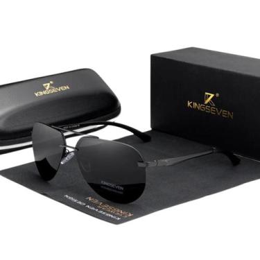 Imagem de Óculos De Sol Masculino Kingseven Aviador Polarizado Proteção UV400 Lu