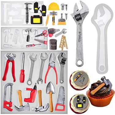 Imagem de FUNSHOWCASE Ferramentas de construção Fondant Moldes de silicone Pacote com 4 para chocolate, doces, confeitaria, cupcake, decoração de biscoitos, resina epóxi, sabonete, cera, artesanato