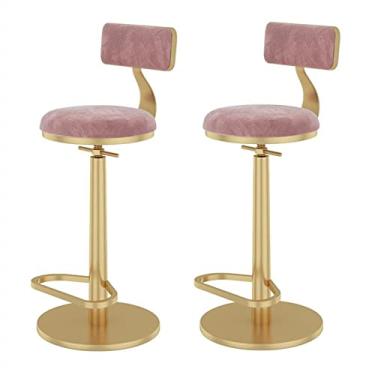 Imagem de Conjunto de 2 Bancos de Barra de Balcão, Barstools Giratórios de Altura Ajustável, Base Redonda de Veludo, Cadeira de Altura do Balcão para a Ilha de Cozinha, Bistrô, Breakfast Restaurante Fezes