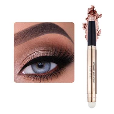 Imagem de LOKFAR Palito de sombra, maquiagem, cosméticos, clareador de olhos, lápis de sombra creme rotativo, bastão de sombra brilhante com pincel macio para maquiagem dos olhos (03 # Rose Gold Shimmer)