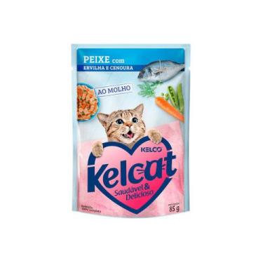 Imagem de Kelcat Sachê Para Gatos Adultos Sabor Peixe Com Ervilha E Cenoura 85 G