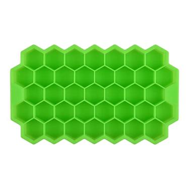 Imagem de Bandeja de cubo de gelo molde de cubo de gelo reutilizável favo de mel bandeja de cubo de gelo com tampa removível molde de cubo de gelo (cor: verdenoLid)