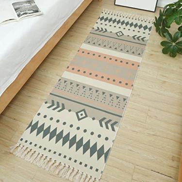 Imagem de youyoucool Tapete de corredor de cozinha, tapete de corredor de fazenda com borlas, tapete tribal lavável para pia de cozinha/sala de estar/quarto 61 x 119 cm