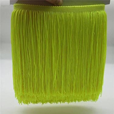 Imagem de 10 metros/lote 20 cm de largura guarnição de franja de renda borla aparamento de franja para diy vestido latino acessórios de roupas de palco fita de renda, amarelo fluorescente, 10 metros