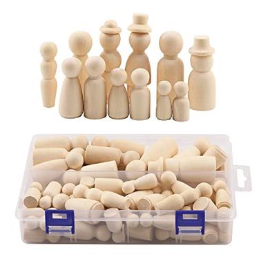 Imagem de Tingpai 55 pcs De Madei Peg Bonecas Presentes de Aniversário Pa Crianças Sem Pintu Artesanais Casamentos Ina ados Bolo Bonecas Deco ção Bonecas Dentição Brinquedos Conjunto