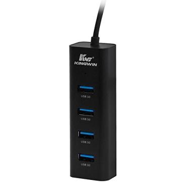 Imagem de Kingwin Hub USB 4 portas USB 3.0 Data Hub de alumínio para SSD móvel, MacBook, Mac Pro/Mini, iMac, Chromebook, Surface Pro, Pen Drives, Notebook PC, XP e mais (KWZ-400-BK)