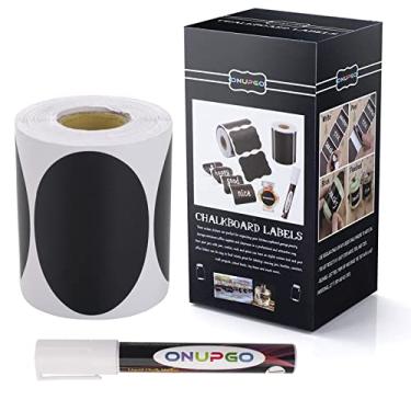 Imagem de Etiquetas de lousa ONUPGO - 180 peças de adesivos reutilizáveis à prova d'água com 1 marcador de giz líquido para jarros maçon, decoração de festas, salas de artesanato, casamentos, armazenamento, organizar sua casa e cozinha, D: Oval Shape