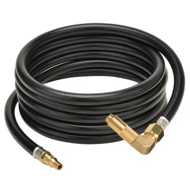 Imagem de Stanbroil Mangueira de propano de conexão rápida RV de 3,5 m com adaptador de cotovelo de propano para montagem de RV kit de conexão rápida para Blackstone Tabletop Camping Grill 43 cm e 55 cm