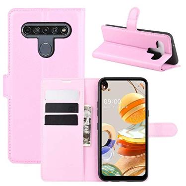 Imagem de HONGYAN Capa de telefone Para LG K61 Litchi Texture Capa Protetora Horizontal Flip com Suporte e Slots de Cartão e Carteira Capa protetora