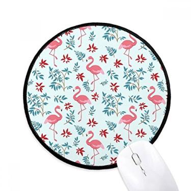 Imagem de DIYthinker Tapete de mouse de plantas tropicais padrão flamingo desktop escritório tapete redondo para computador