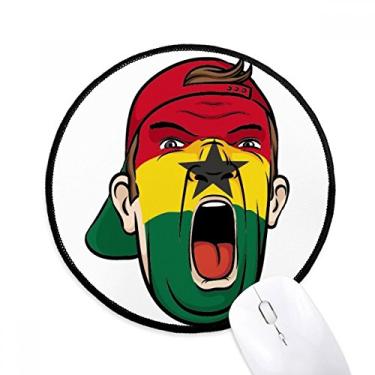 Imagem de Bandeira de Gana máscara facial cabeça gritando tapete de mouse desktop escritório tapete redondo para computador