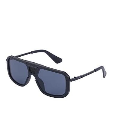 Imagem de Óculos de sol grandes vintage masculinos de luxo armação grande clássico quadrado óculos de sol feminino gradiente de metal feminino tons uv, preto preto, tamanho único