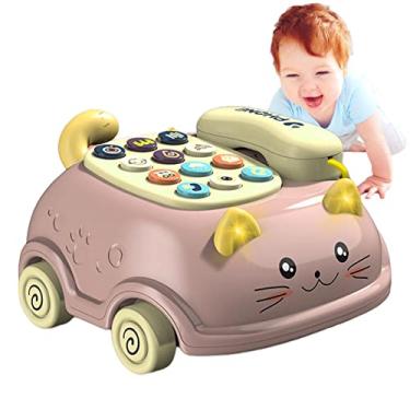 Imagem de Brinquedo de telefone para crianças - Brinquedo para celular de bebê Multifuncional Telefone de gato simulado,Quebra-cabeças musicais Brinquedos para educação infantil para telefone para Enjovdery