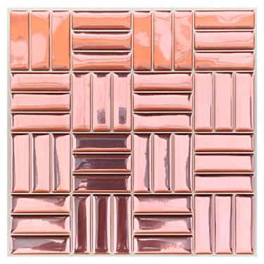 Imagem de Pastilha Adesiva Resinada Baguete Cromada Rosê Kit 4 Placas