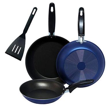 Imagem de Jogo com 3 Frigideiras Antiaderente N. 18, 20 e 22 + Espátula: Azul