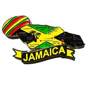 Imagem de Imã Jamaica – Imã Mapa Jamaica Bandeira Cidades Símbolos - Mapa Mundi Magnético - Imã Geladeira Jamaica
