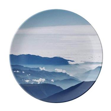 Imagem de Mountains Sky Sunshine Clouds Placa decorativa de porcelana Salver Prato de jantar