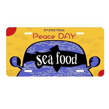 Imagem de DIYthinker Placa de carro com desenho de peixe de animal preto, placa de licença natural, decoração de carro, dia da paz