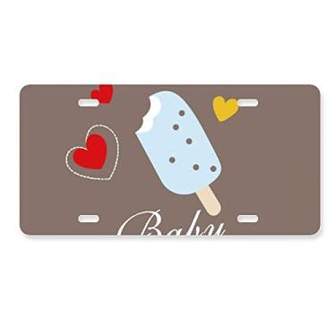 Imagem de DIYthinker Placa de licença de sorvete doce coração azul picolé decoração de aço inoxidável automóvel