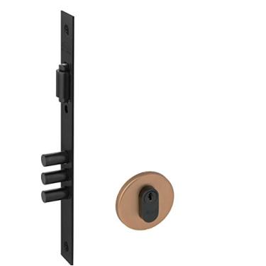 Imagem de Fechadura Ext Super Segurança Com Trinco Rolete e 3 Pinos Arouca Fechaduras Rose Gold