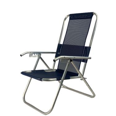 Imagem de Cadeira De Praia Alumínio Reclinável Reforçada 150kg-preto