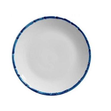 Imagem de Prato Sobremesa 20cm Borda De Bambu Azul - Scalla Ceramica - Cerâmica