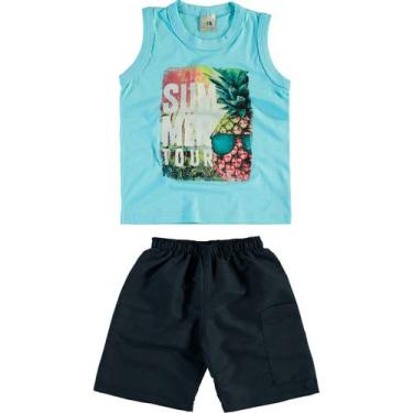 Imagem de Conjunto Infantil Malwee Camiseta Regata e Bermuda - Em Cotton e Sarja - Azul