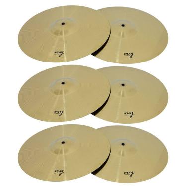 Imagem de Kit 3 Pares de Pratos Splash para Bateria 12" Liga de Aço New York