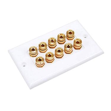 Imagem de Monoprice 103539 Banana Binding Post Two-Piece inset Wall Plate for 5 Speakers-Coupler Type