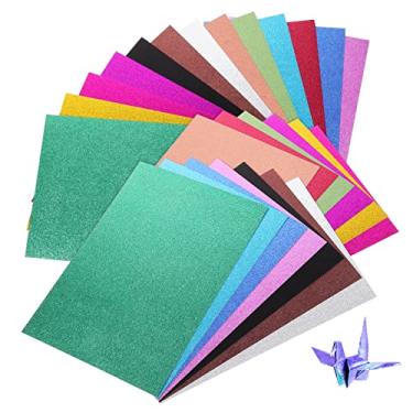 Imagem de VILLCASE 26 Folhas atolamento de papel cartolina para artesanato papel de revestimento de pérola papel de origami decoração cartolina brilhante cartões de brilho dupla face 3d
