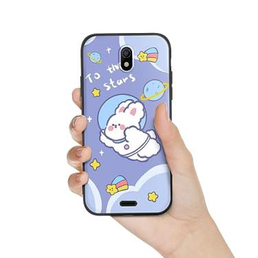 Imagem de Nuouxoco Capa para celular Nokia C100 N152DL com alça de cordão meninas mulheres design fofo animação de silicone macio desenho animado kawaii capa legal para Nokia C100 - coelho fofo