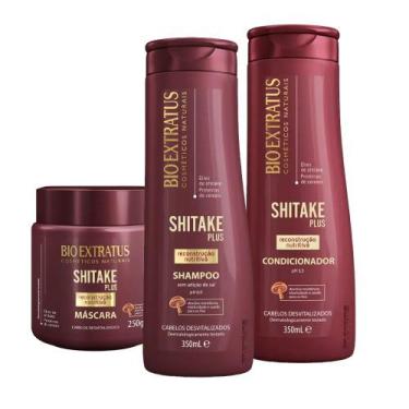 Imagem de Kit Shitake Plus Shampoo + Condicionador 350 Ml + Máscara 250 G Bio Ex