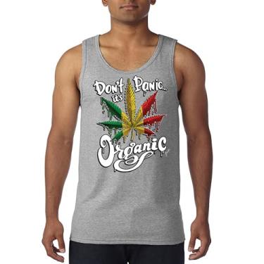 Imagem de Camiseta regata masculina Don't Panic It's Organic 420 Weed Pot Leaf Smoking Marijuana Legalize Cannabis Stoner Pothead, Cinza, XXG