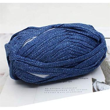 Imagem de 1 peça de camiseta colorida fio de tricô tecido de crochê para arte de tecido de malha DIY (#41 azul)