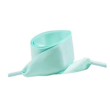 Imagem de Width Silk Satin Shoelaces Ribbon Shoe Laces Boots Women Sneakers ShoeLace (Color : Blue, Size : 120cm)